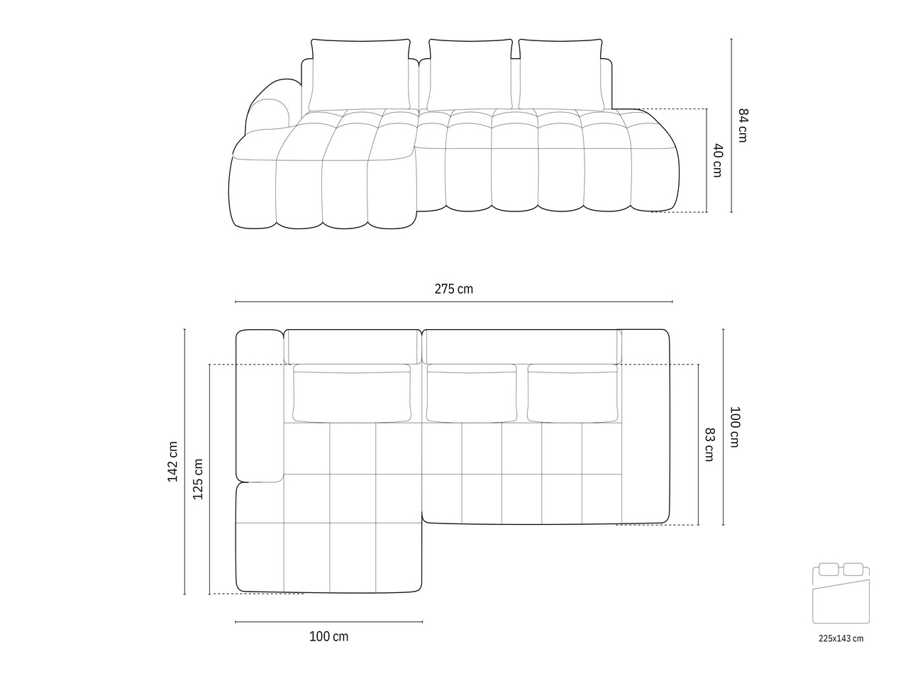 Coltar extensibil stanga 3 locuri, Linz, Cosmopolitan Design, 275x142x84 cm, cotiera dreapta, catifea, bej inchis - 1 | YEO
