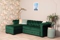 Coltar extensibil cu lada si sezlong stanga, Chester One, L.247 l.171 H.74, stofa, Velvet Louvre Green