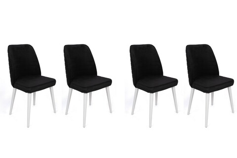 Set scaune 4 piese, Nmobb, Tutku-331 V4, Metal, Alb/Negru