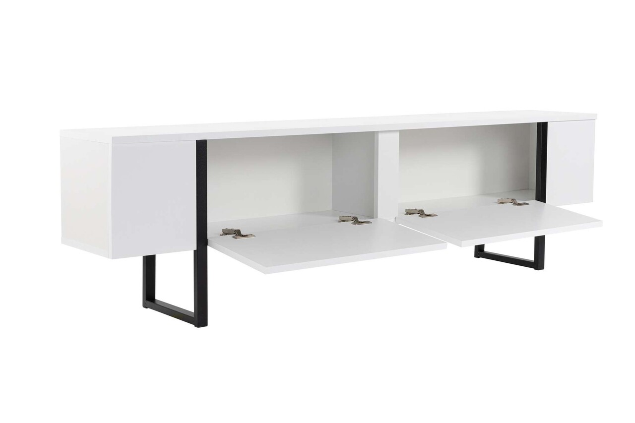 Comoda TV, Nordure, Serenity, 180x45x30 cm, Alb/Negru - imagine 7