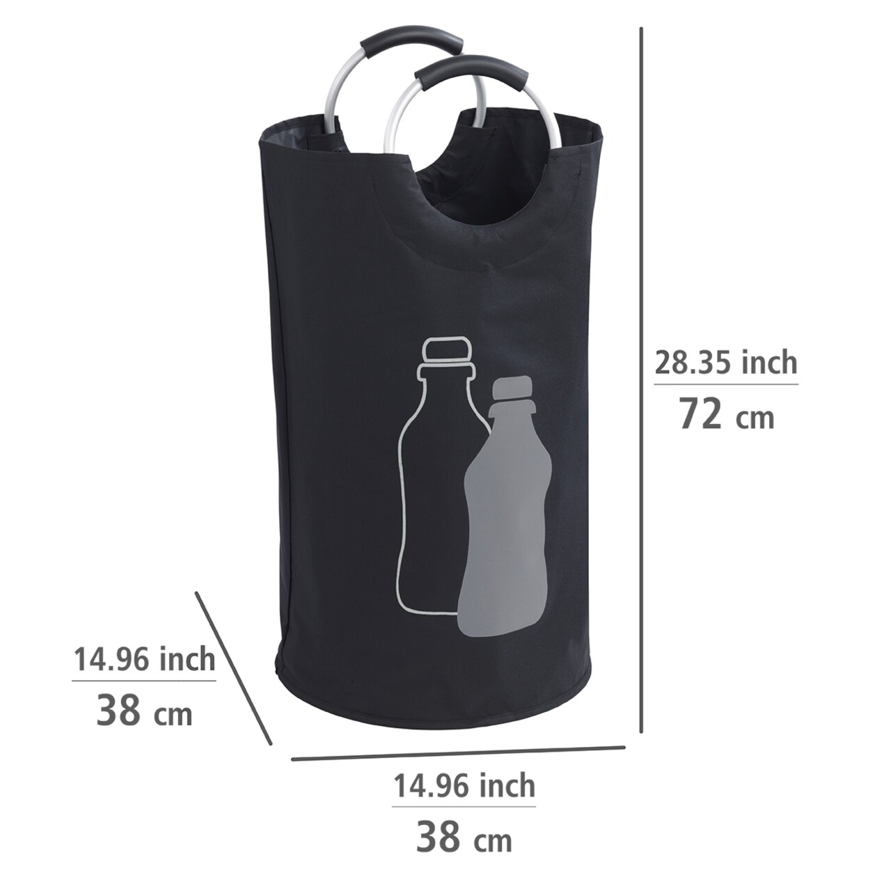 Colector multifunctional pentru sticle, Wenko, Jumbo, 69 L, 38 x 38 x 72 cm, poliester/polipropilena, negru - 1 | YEO