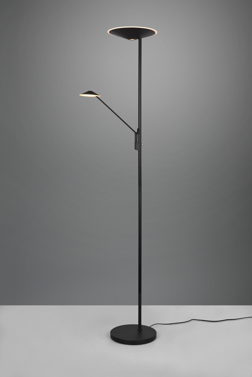 Lampadar Brantford, TRIO, 30x180 cm, 30W/6.5W, 2x SMD LED, metal, negru mat - 2 | YEO
