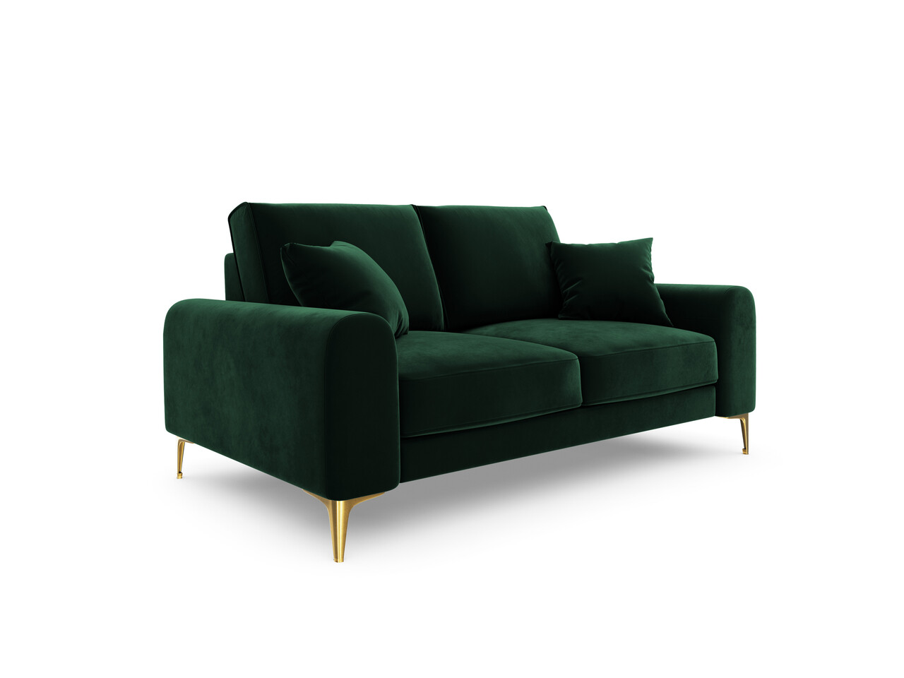 Canapea, Madara, Mazzini Sofas, 2 locuri, gold legs, 172x102x90 cm, catifea, verde bottle