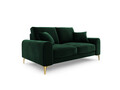 Canapea, Madara, Mazzini Sofas, 2 locuri, gold legs, 172x102x90 cm, catifea, verde bottle