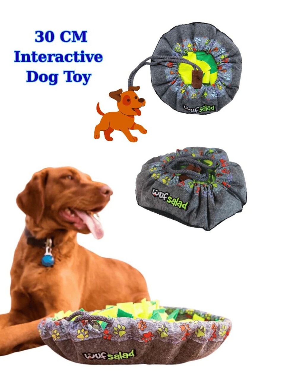 Jucărie pentru câini, Paws &amp; Whiskers, Havhav 1001, ȚESĂTURĂ DIN PÂSLUG/ȚESĂTURĂ DIN POLIESTER, Verde / Galben / Gri - imagine 2
