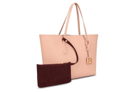 Geanta, lucky bees, 288 powder claret red, piele ecologica, roz pudrat/bugundy