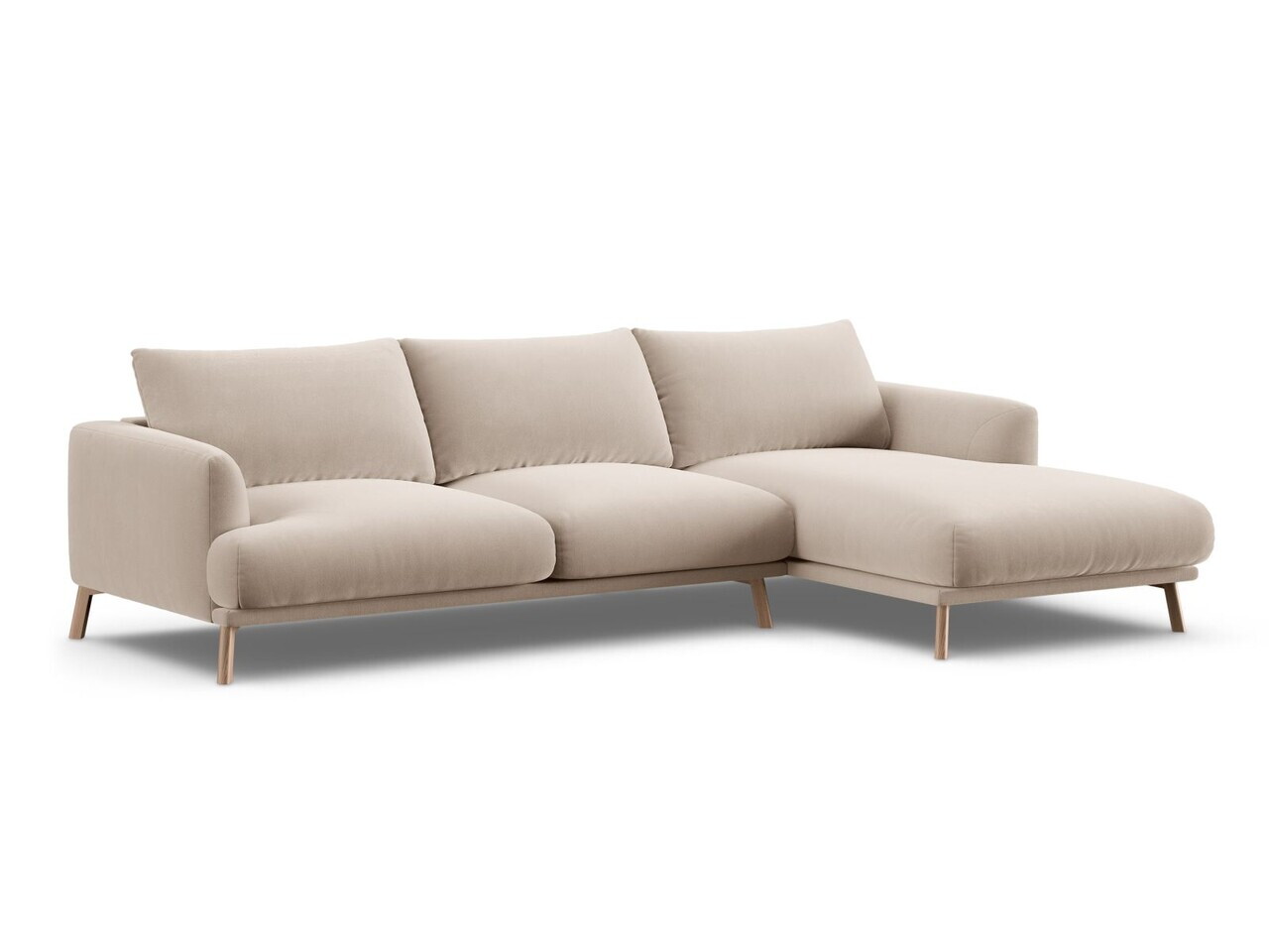 Coltar dreapta 4 locuri, Naomi, Micadoni Home, 285x170x75 cm, catifea, bej — imaginea 2