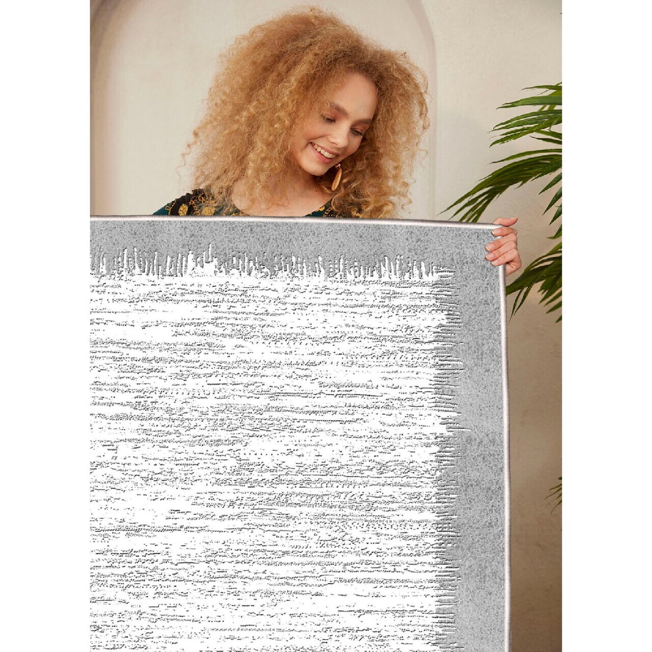 Covor, Woosonıl076, 120x180 cm, Crem / Gri — imaginea 4
