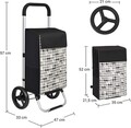 Carucior de cumparaturi 40L Houndstooth Pattern, Songmics, 47x33x97 cm, max 25 kg, tesatura Oxford/aluminiu