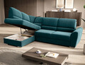 Coltar extensibil stanga 3 locuri ELTAP, LT-39LU, Siber, 270x186x93 cm, lemn/poliester, verde