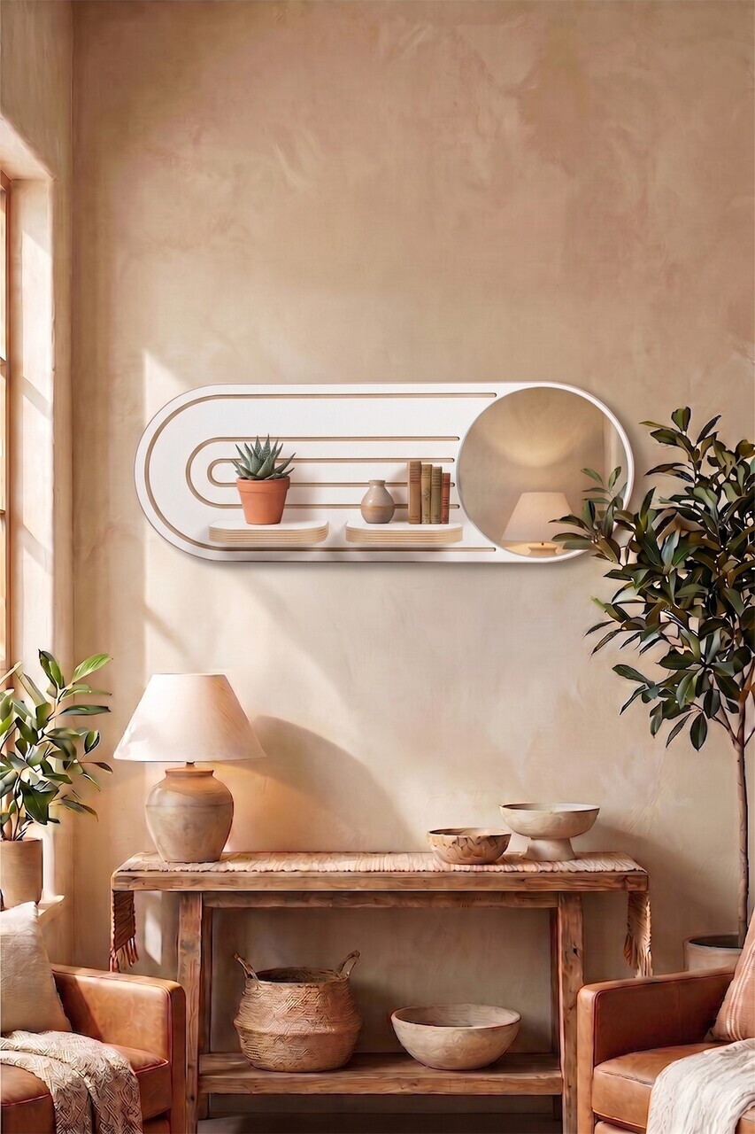 Raft de perete, Hanah Home, Artmtkwll8-White, MDF, Alb — imaginea 2