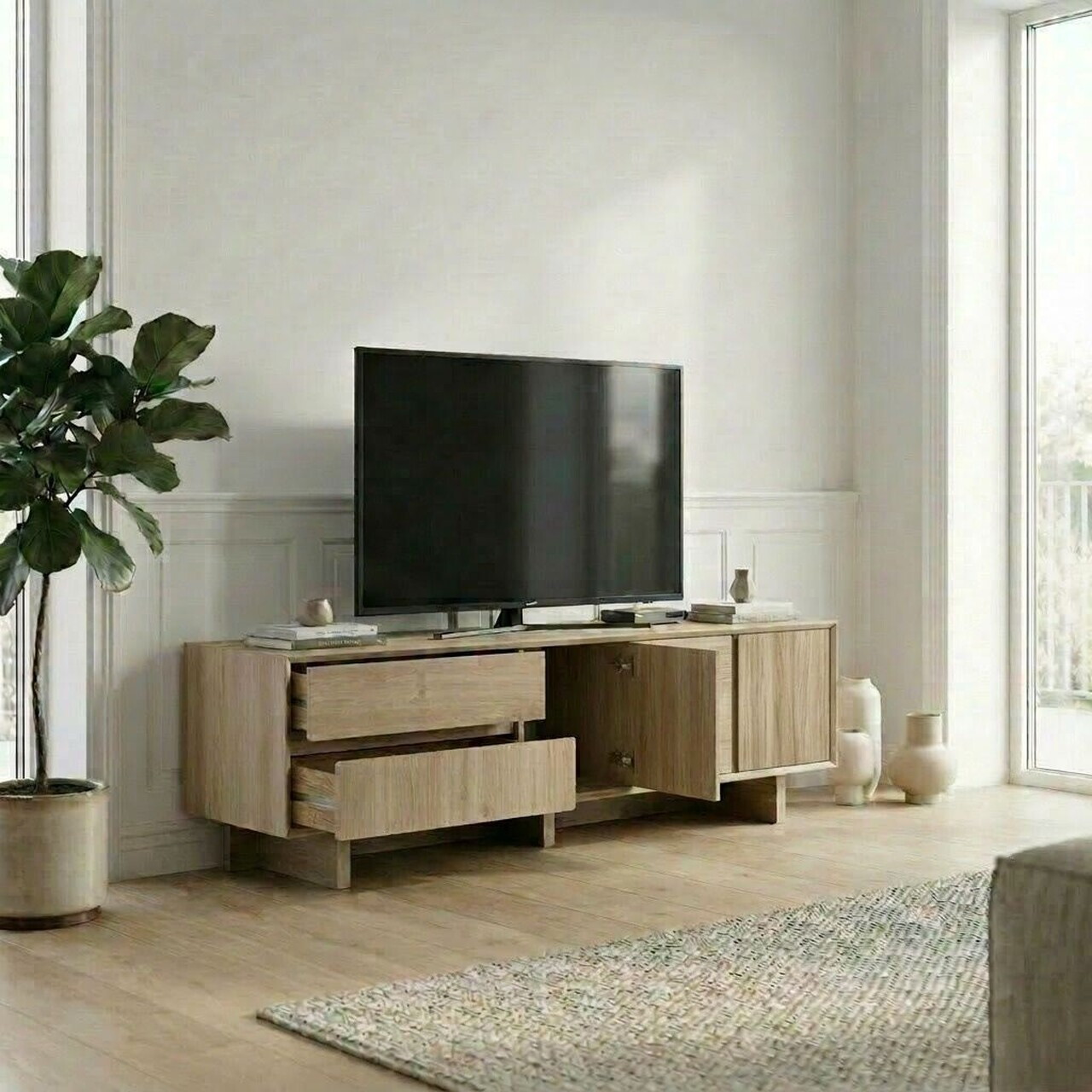 Comoda TV, Hanah Home, Carpi, 180x55x45 cm, PAL, Maro — imaginea 3