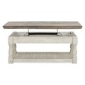 Masuta cafea lift top, Havalance, L.121 l.71 H.48/66, lemn de pin/pal, alb antichizat/grej