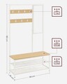 Cuier cu oglinda, bancheta si pantofar Modern Style, Vasagle, 98x35x180 cm, PAL/otel, alb/natural