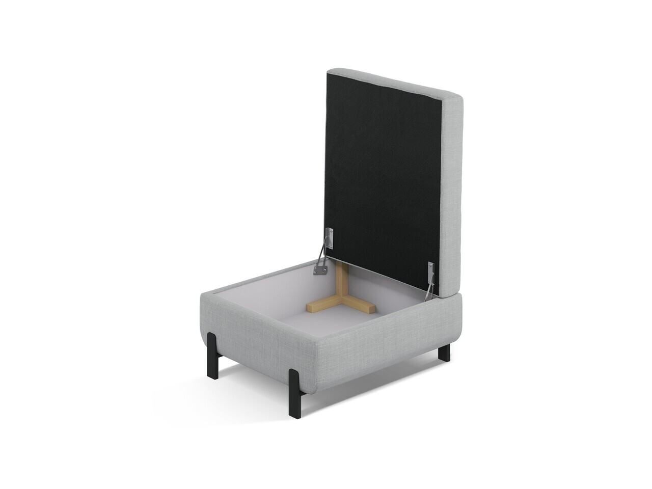 Taburet cu spatiu de depozitare, Gloria, Micadoni Home, 92x76x51 cm, tesatura structurata, gri deschis — imaginea 3