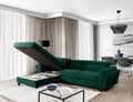Coltar extensibil stanga 4 locuri ELTAP, Mari-02, Mariall, 288x200x92 cm, lemn/poliester, verde inchis