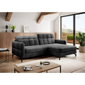Coltar extensibil dreapta 3 locuri ELTAP, Lore-05, Lorelle, 225x160x105 cm, lemn/poliester, gri inchis