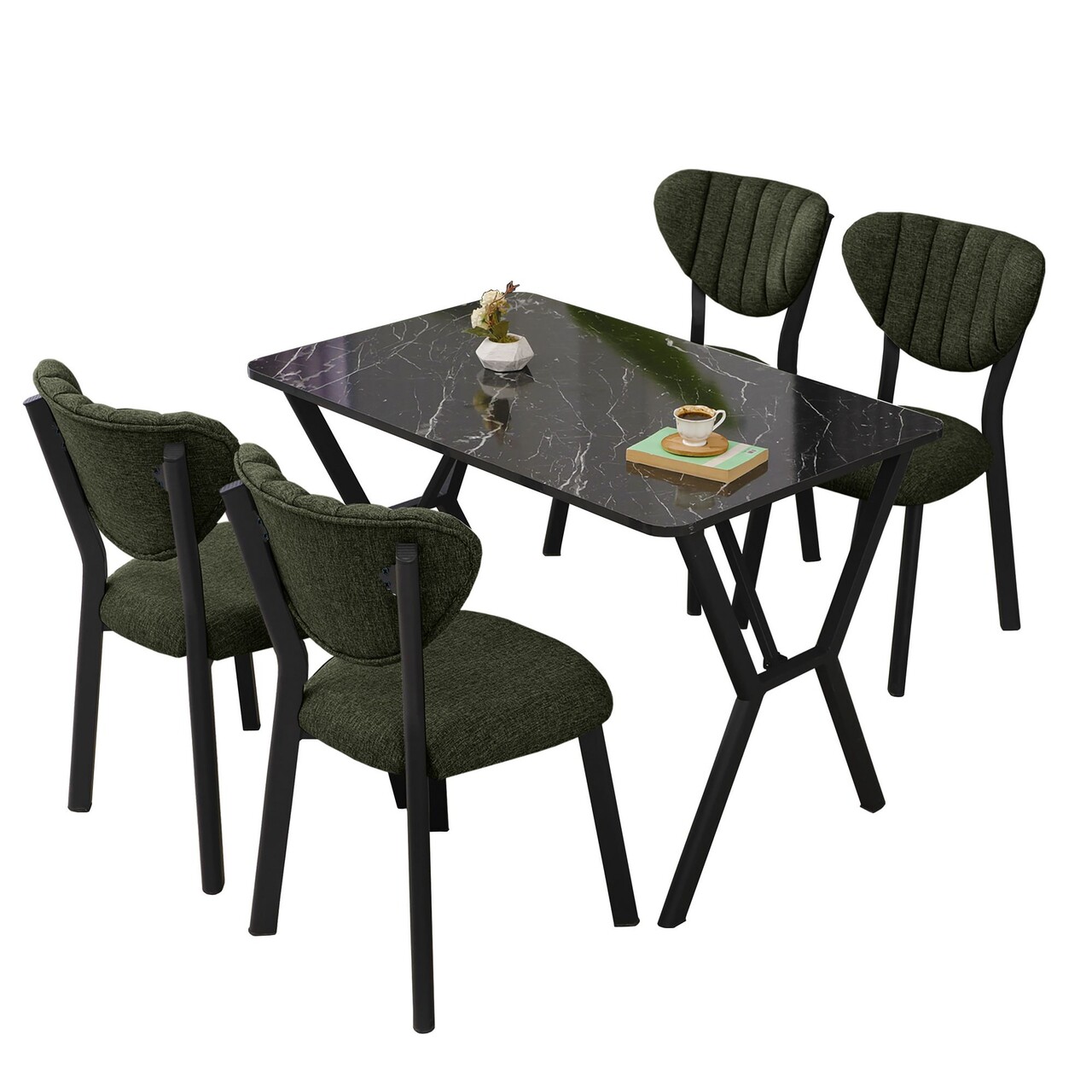 Set masa extensibila si scaune, Hanah Home, Elma, Verde/Negru - view 3