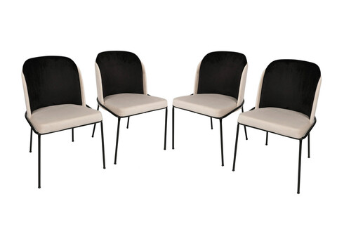 Set scaune (4 bucăți), Nmobb , Dore 118, Metal, Negru / Crem 118