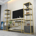 Comoda TV, Retricy, Robbins, 198x39x160 cm, PAL, Aur/Antracit
