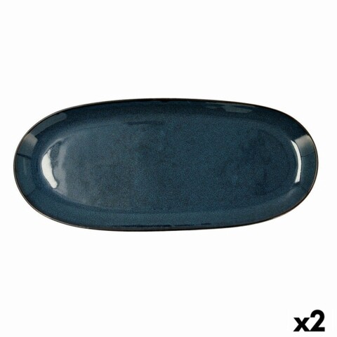 Set 2 platouri, Bidasoa, Ikonic, 36 x 16 cm, ceramica, albastru Bidasoa