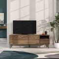 Comoda TV, Decortie, Heaton, 144.6 x 48.4 x 35.6 cm, pal melaminat, nuc