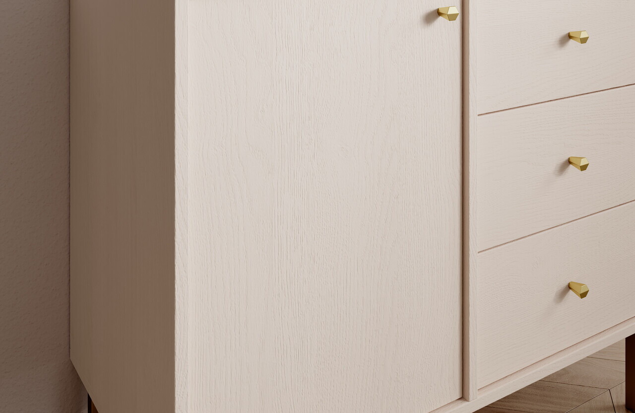 Comoda ADRK, Tili 1D 3S, 83.6x40.8x73.9 cm, PAL laminat, bej — imaginea 5