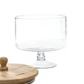 Bol pentru servire cu capac Wood Colony, Homla, 16x18 cm, sticla/lemn, transparent/natur