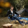 Set 2 scaune pliabile pentru camping, Songmics, 76x51.5x95.5 cm, max 150 kg, tesatura Oxford/otel, albastru