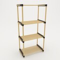Organizator multifunctional, Seowood, cu 4 rafturi, 92.5 x 49 x 28 cm, lemn solid, natur