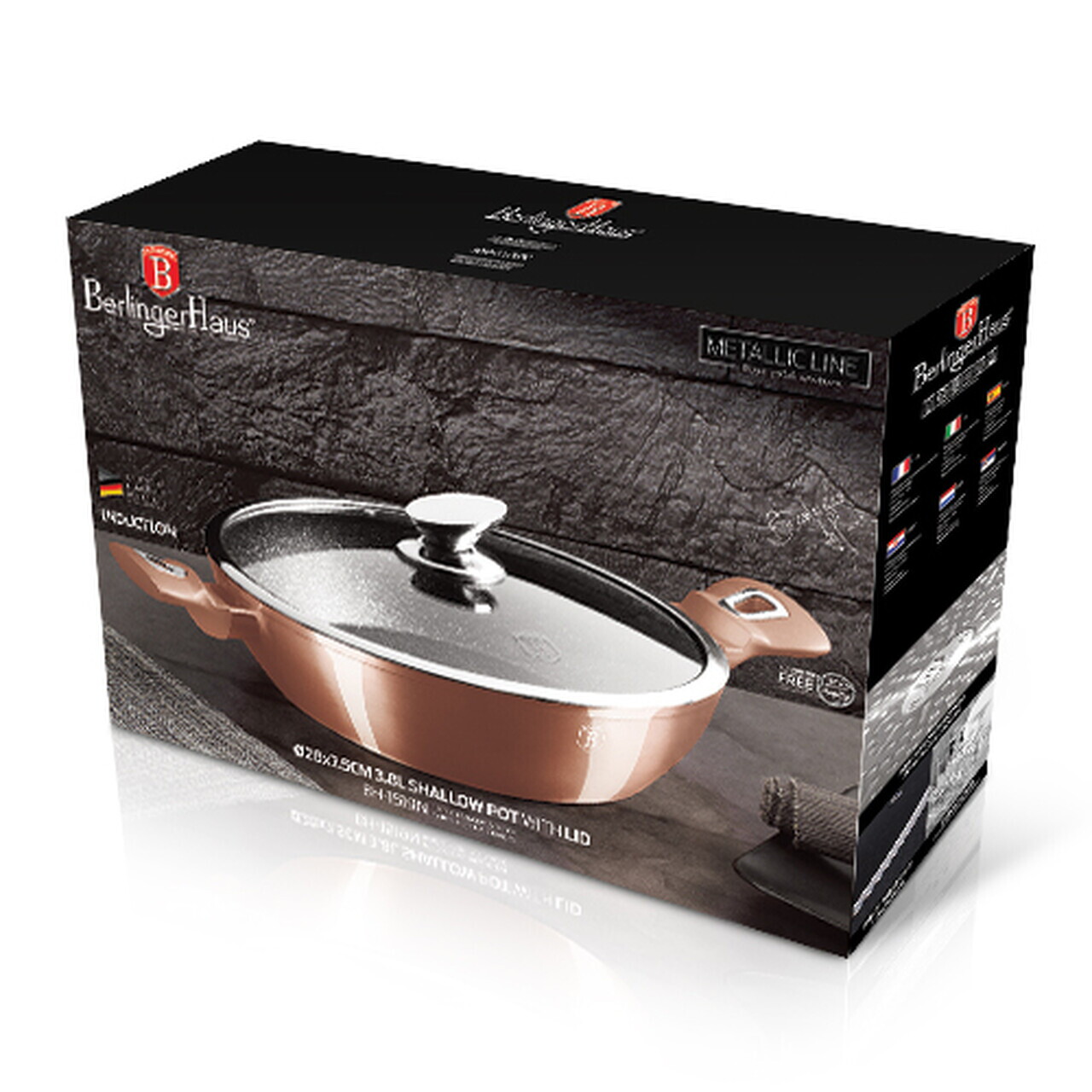 Oala cu capac Berlinger Haus, Rose Gold, 28 cm, 3.8 L, aluminiu forjat, roz - imagine 9