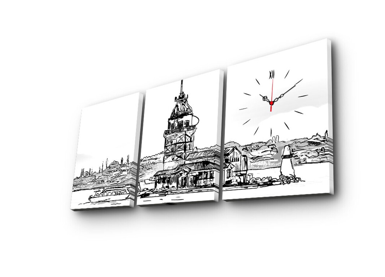 Ceas de perete, 3P3040CS-50, PÂNZĂ DIN PIELE ÎNTOARSĂ, 30 x 40 cm, 3 piese, Multicolor — imaginea 4