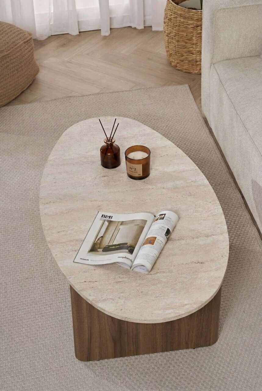 Masuta de cafea, Hanah Home, Orba, 120x40x65 cm, PAL, Travertin / Nuc Venezia — imaginea 5