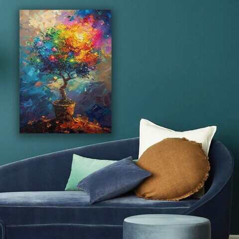 Tablou decorativ, KNV9989, Canvas, Rama din lemn (grosime 3 cm), Multicolor