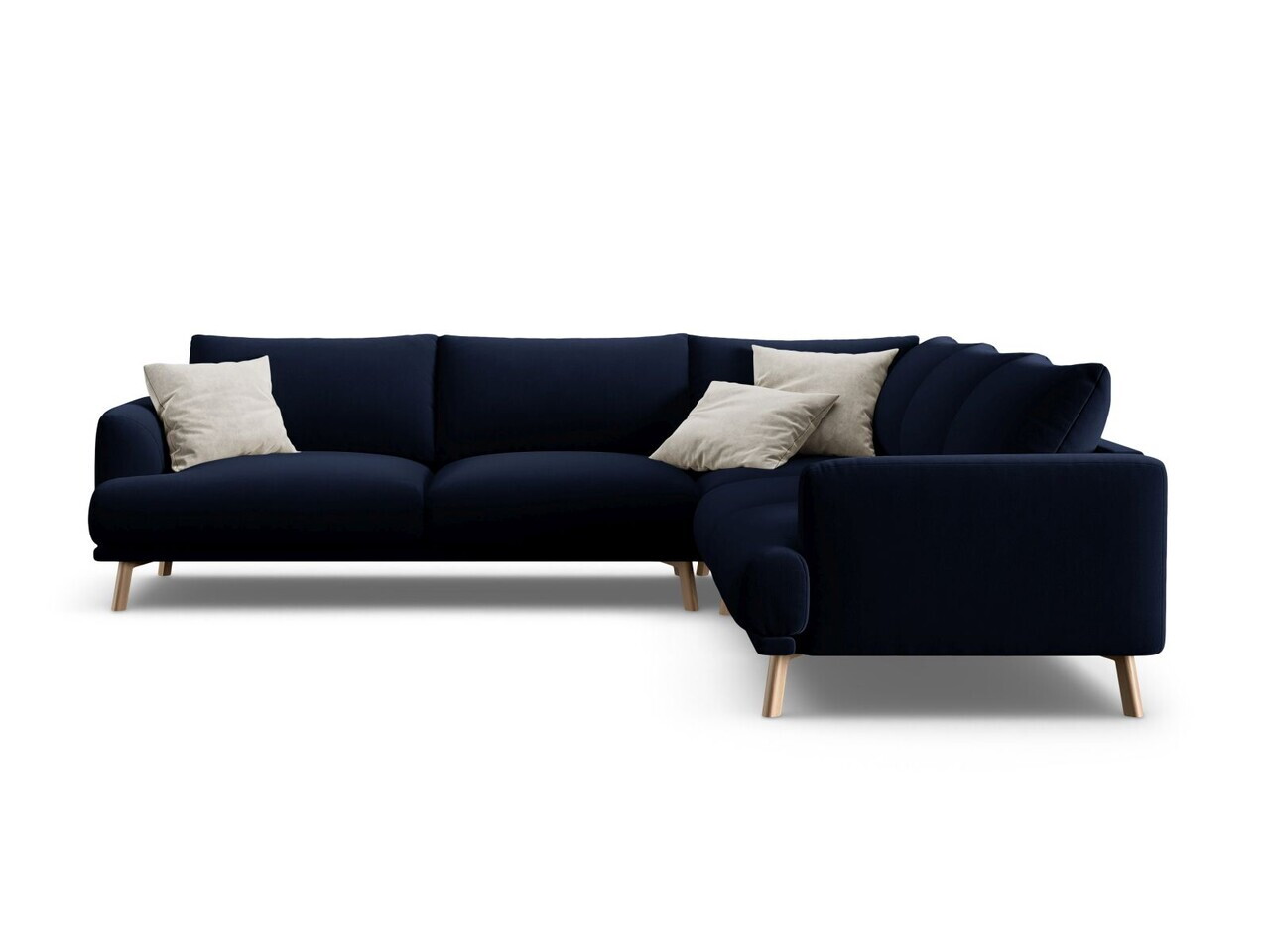 Coltar simetric 5 locuri, Naomi, Micadoni Home, 280x280x75 cm, catifea, albastru regal