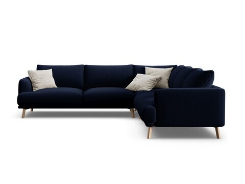 Coltar simetric 5 locuri, Naomi, Micadoni Home, 280x280x75 cm, catifea, albastru regal