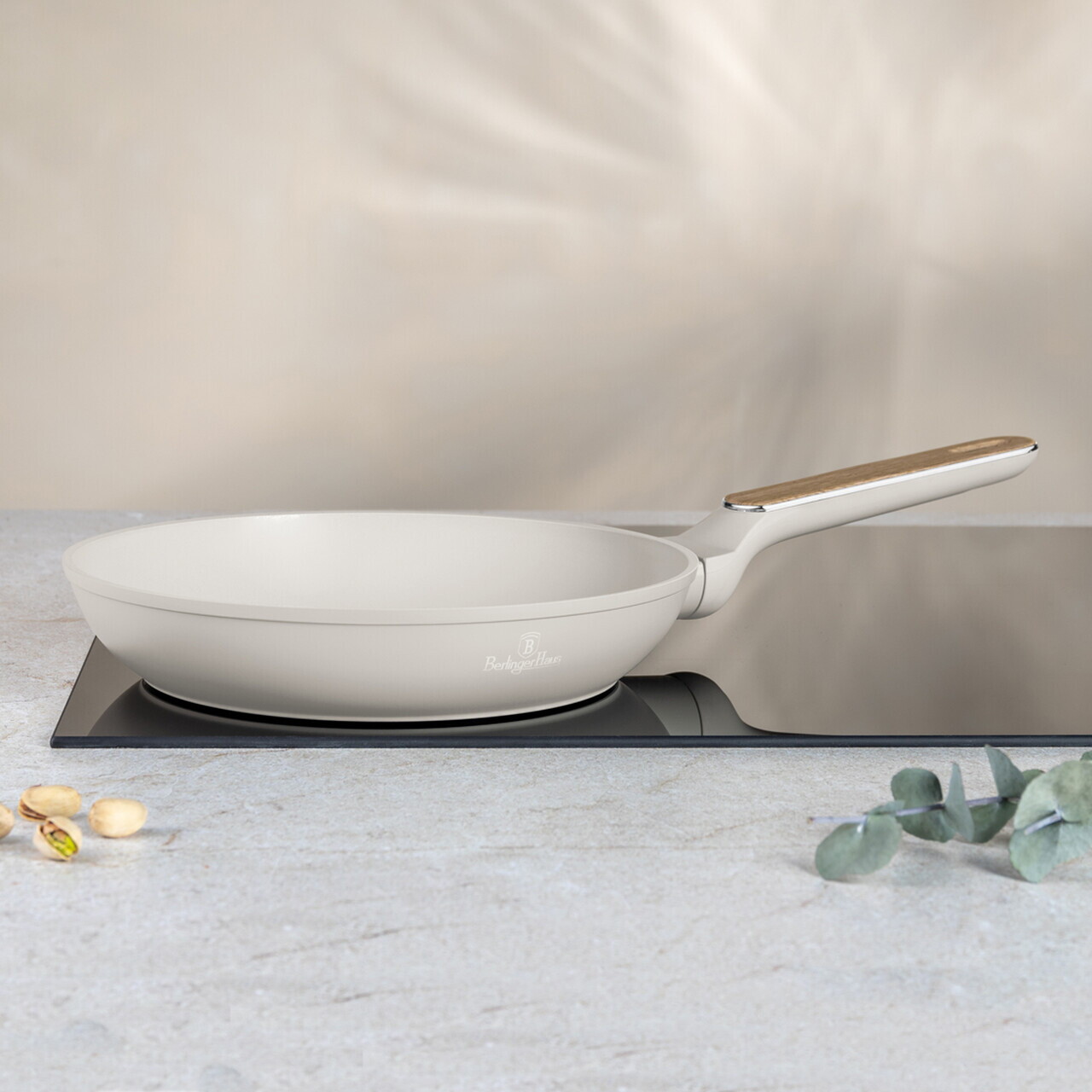 Set 3 tigai si capac Berlinger Haus, Sahara Nordic, 20/24/28 cm, aluminiu forjat, crem mat/natur - imagine 2