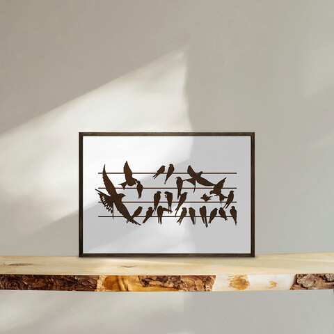 Tablou decorativ, td126, lemn, desenat manual, natural