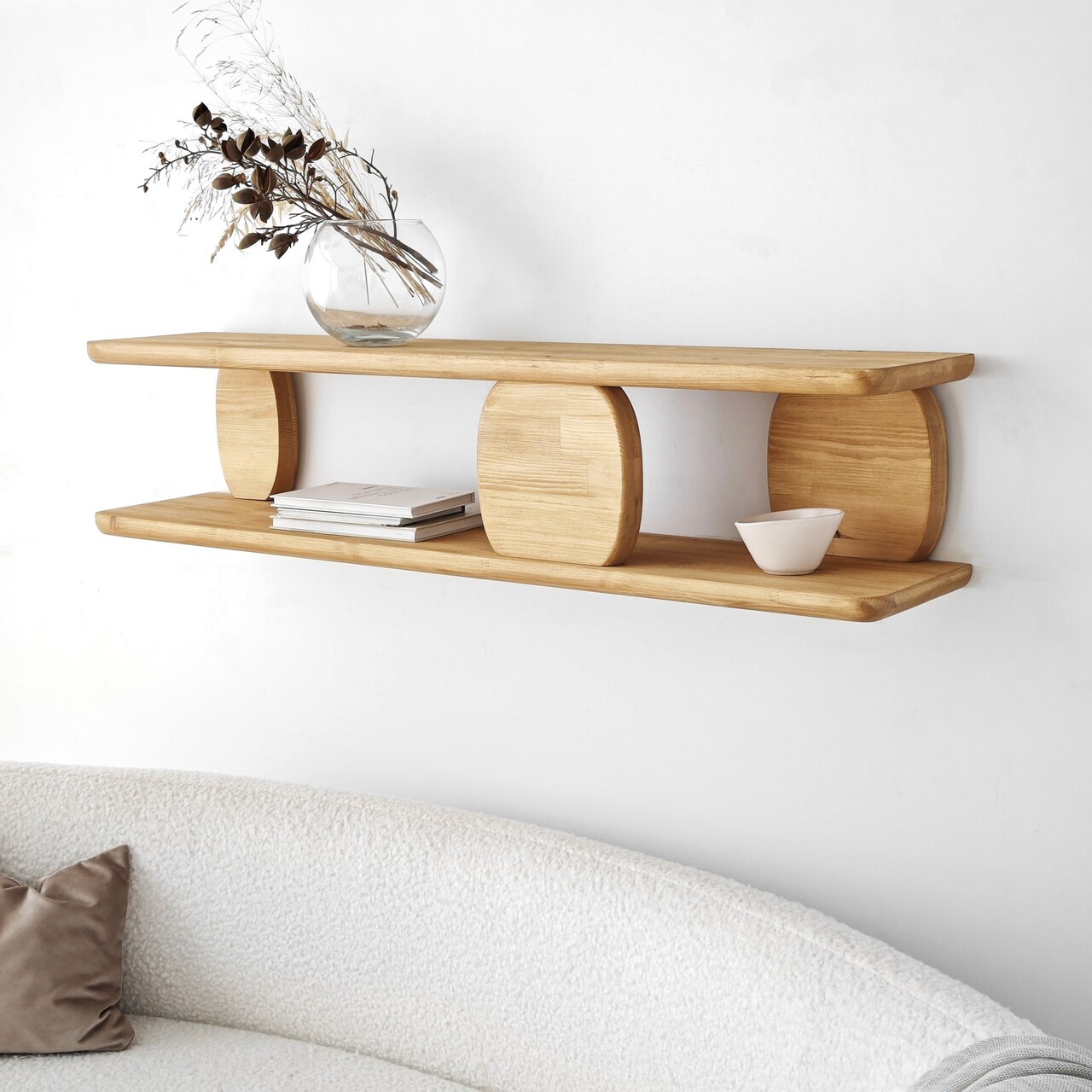 Raft de perete, Neostill, Modena, 120x30x24 cm, Lemn masiv, Stejar - 1 | YEO