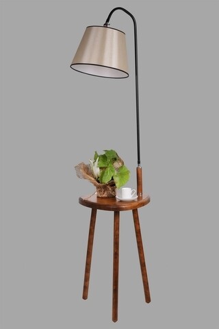 Lampadar cu masuta, Luin, 8272-4, E27, 60 W, metal/lemn/textil