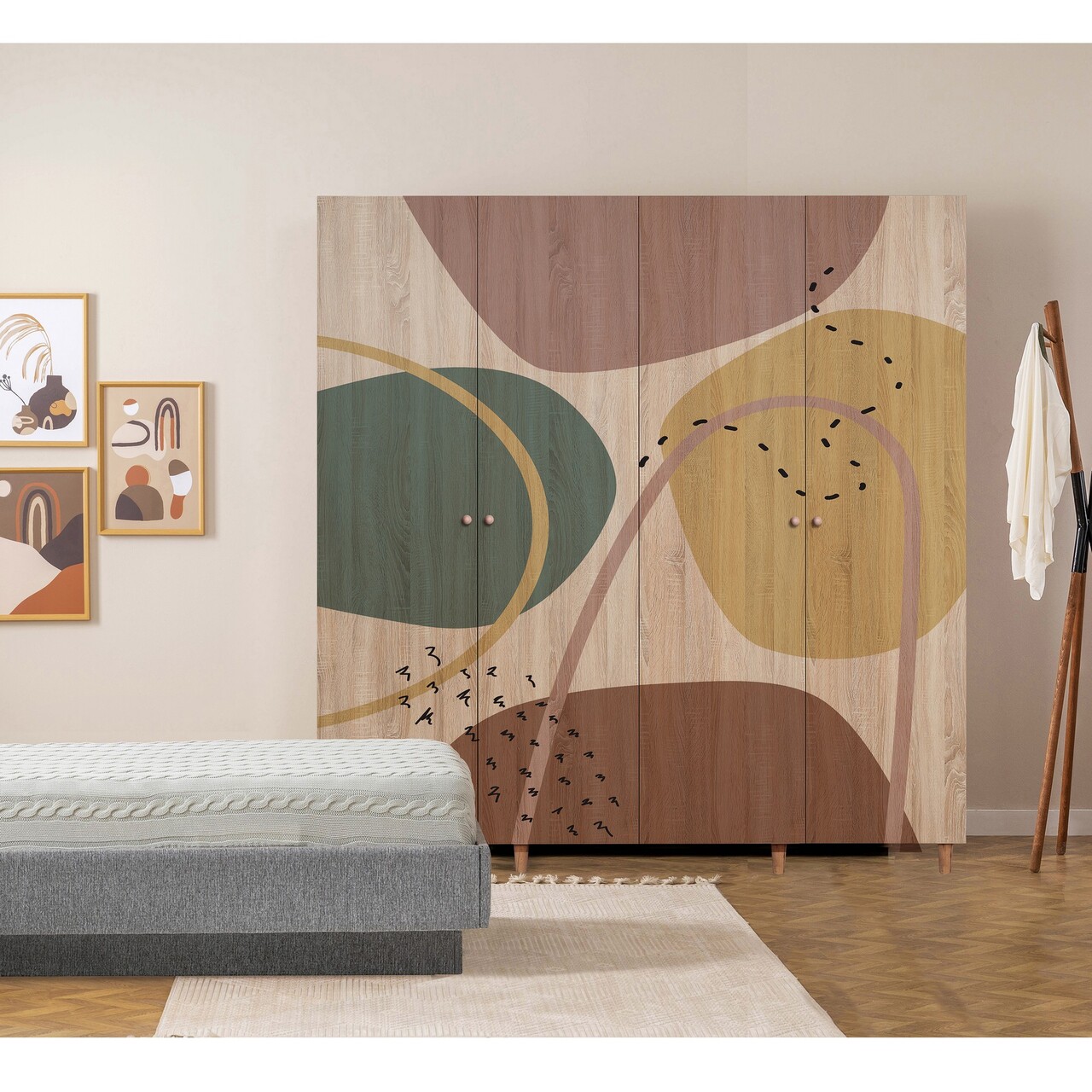 Dulap pentru haine, Vella, Loni 4 -911, 180x192x52 cm, PAL, Sonomo - 1 | YEO