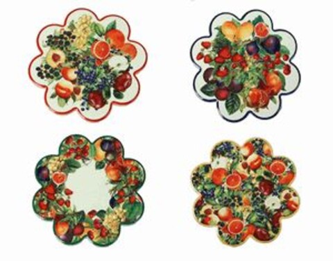 Set 4 suporturi de pahare, Le Primizie, Brandani, 11x11 cm, ceramica/pluta