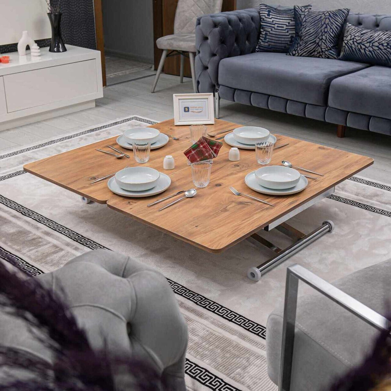 Masuta de cafea, Hanah Home, Home, MDF, Pin / Crom — imaginea 4