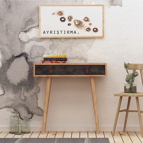 Bufet, mod design, illas, 80x87.6x30 cm, stejar / gri închis