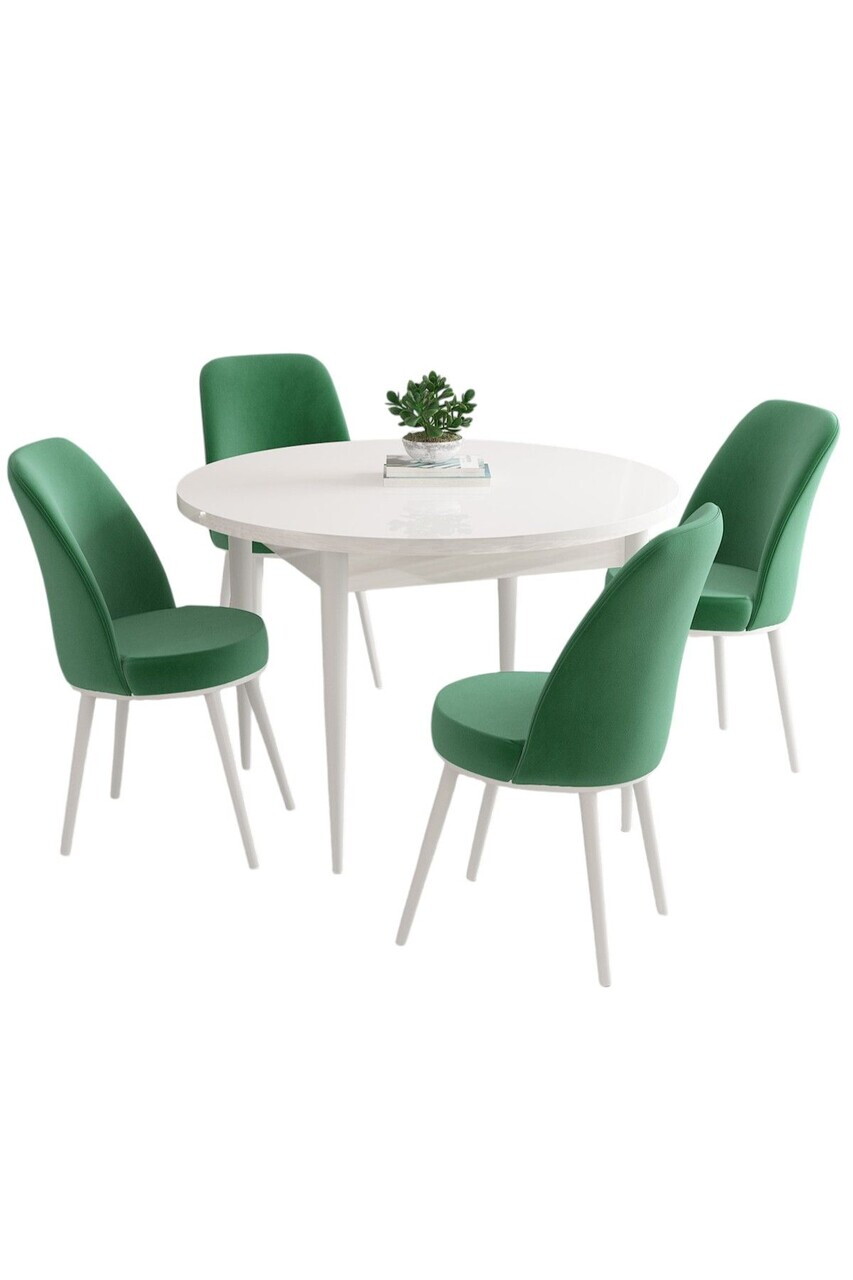 Set masa si scaune (5 piese), Hanah Home, Kea, Alb / Verde Smarald — imaginea 2