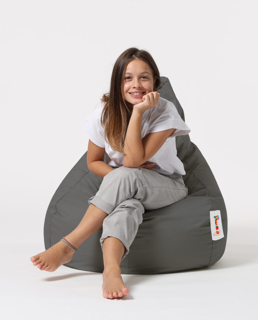 Fotoliu Puf, Bean Bag, Ferndale Drop L, 80 X 80 Cm, Poliester Impermeabil, Gri Fumuriu