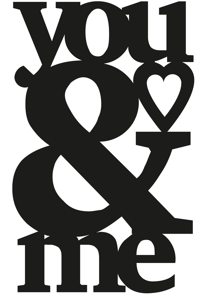 Decoratiune de perete, You & Me, Metal, Dimensiune: 29 x 49 cm, Negru - 1 | YEO