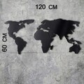 Decoratiune de perete, World Map Silhouette, Metal, Dimensiune: 60 x 120 cm, Negru