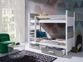 Pat supraetajat pentru camera copilului Lazaro, Meblobed, cu 2 sertare, 80x180 cm, lemn de pin, gri