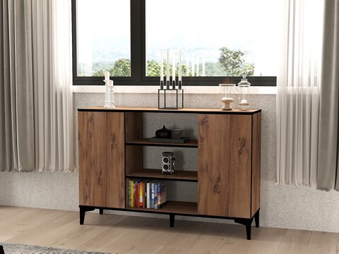 Consola, Puqa Design, Bezen, 140x90x40 cm, PAL, Pin Atlantic / Negru